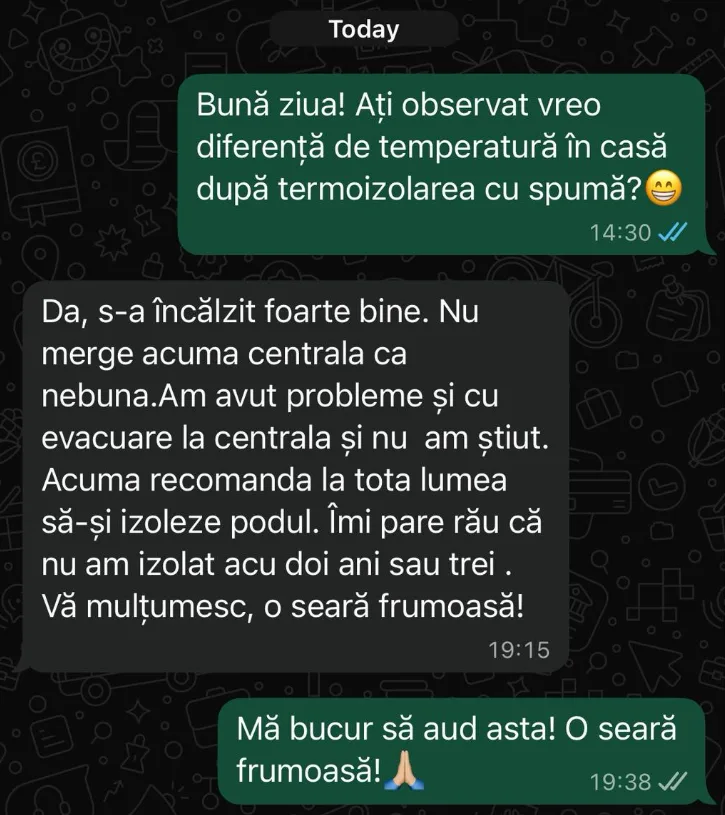 Grafic comparativ al costurilor de încălzire înainte și după izolare